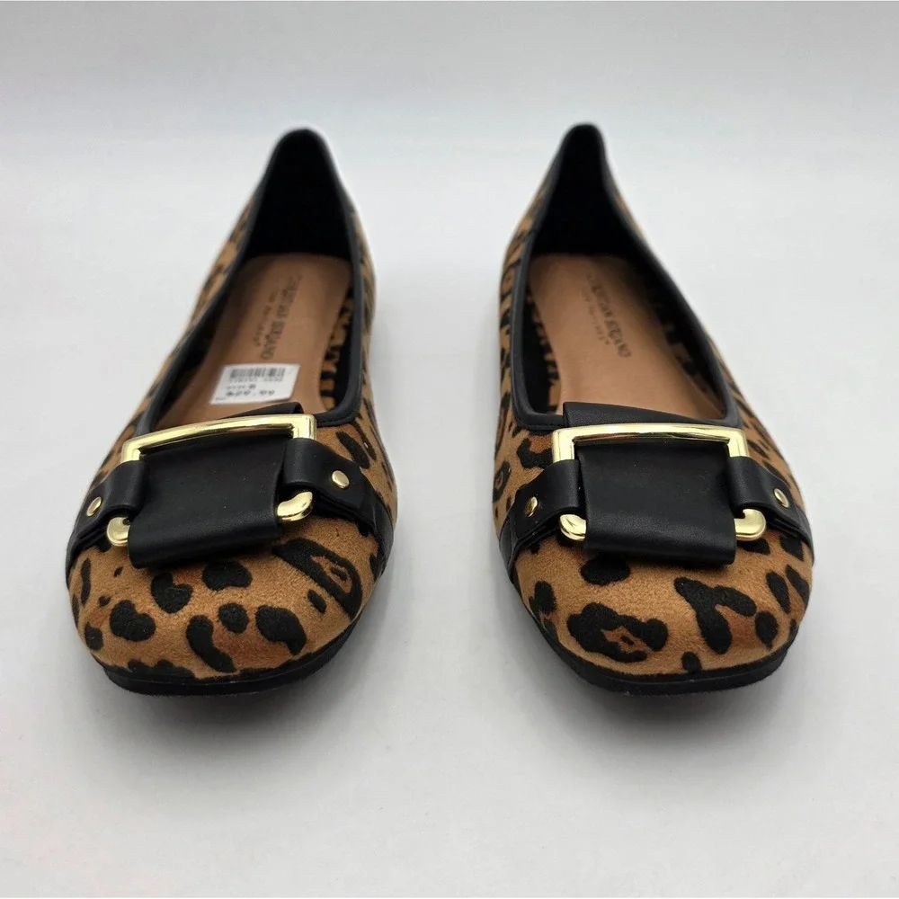 Christian Siriano for Payless Size 8 Ballet Slipper Flats Leopard Print W Buckle